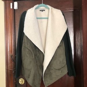 Madison & Lola suede sweater with knit sleeves